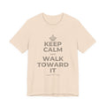 KEEP CALM AND WALK TOWARD IT T-Shirt (Soft Cream–Heather Mauve)