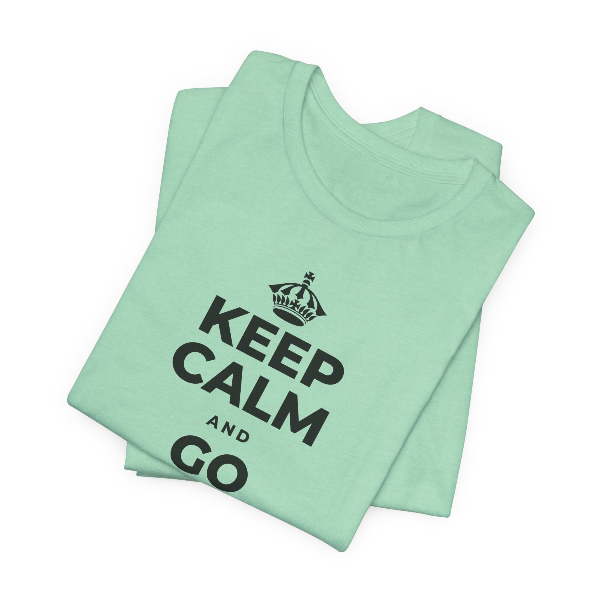 KEEP CALM AND GO GENTLE ON MONDAY T-Shirt (Baby Blue–Silver)