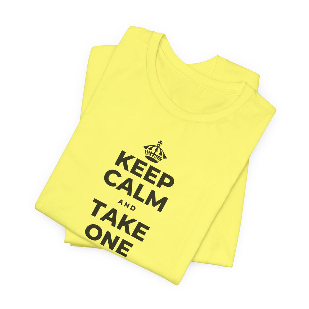 KEEP CALM AND TAKE ONE GOOD DAY AT A TIME T-Shirt (Soft Cream–Heather Mauve)