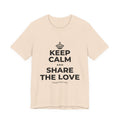KEEP CALM AND SHARE THE LOVE T-Shirt (Soft Cream–Heather Mauve)