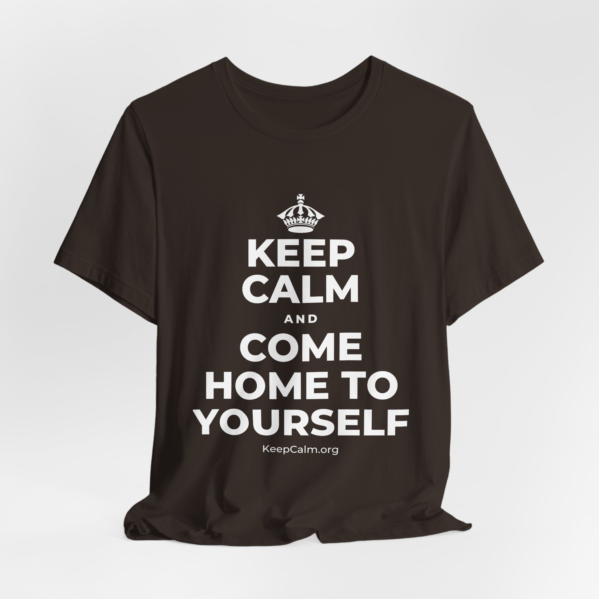 KEEP CALM AND COME HOME TO YOURSELF T-Shirt (Soft Cream–Heather Mauve)