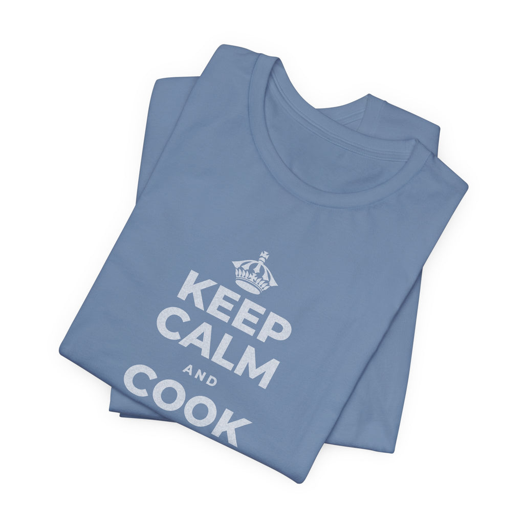 KEEP CALM AND COOK SOMETHING T-Shirt (Soft Cream–Heather Mauve)