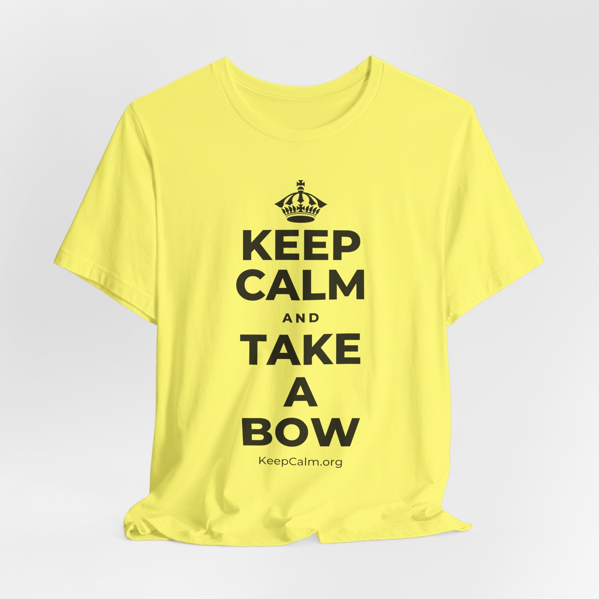 KEEP CALM AND TAKE A BOW T-Shirt (Soft Cream–Heather Mauve)