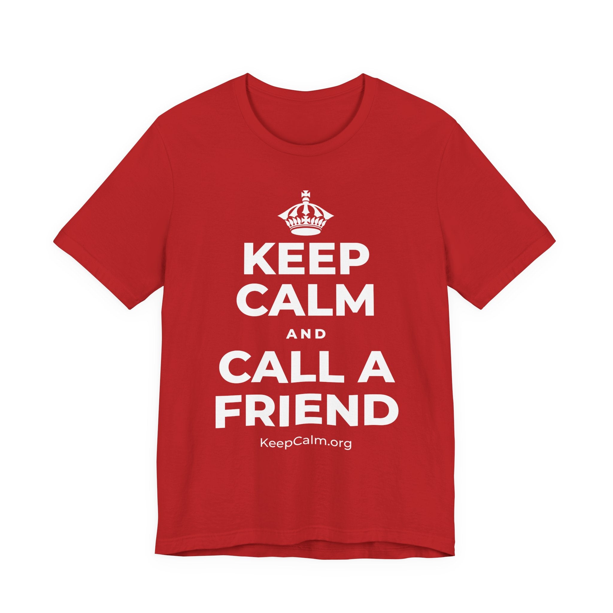 KEEP CALM AND CALL A FRIEND T-Shirt (White–Asphalt)