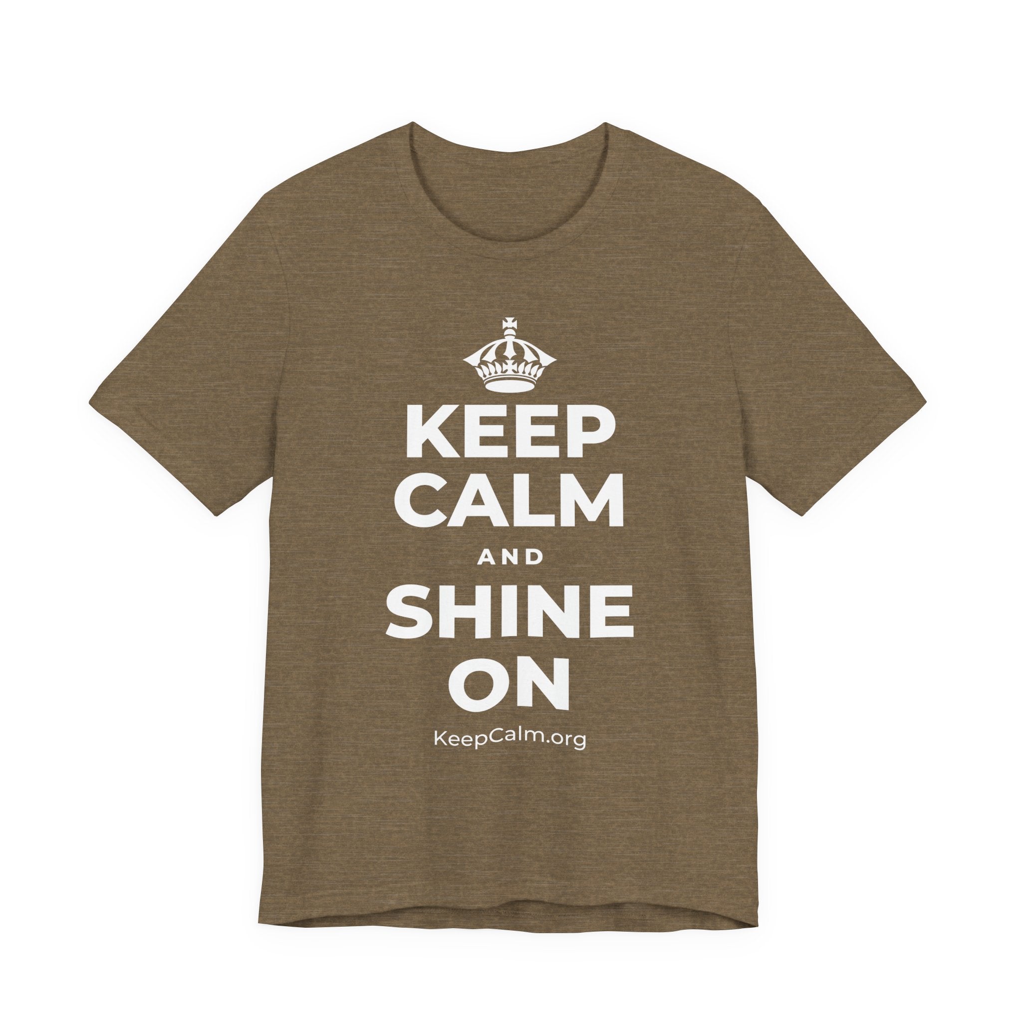 KEEP CALM AND SHINE ON T-Shirt (Soft Cream–Heather Mauve)