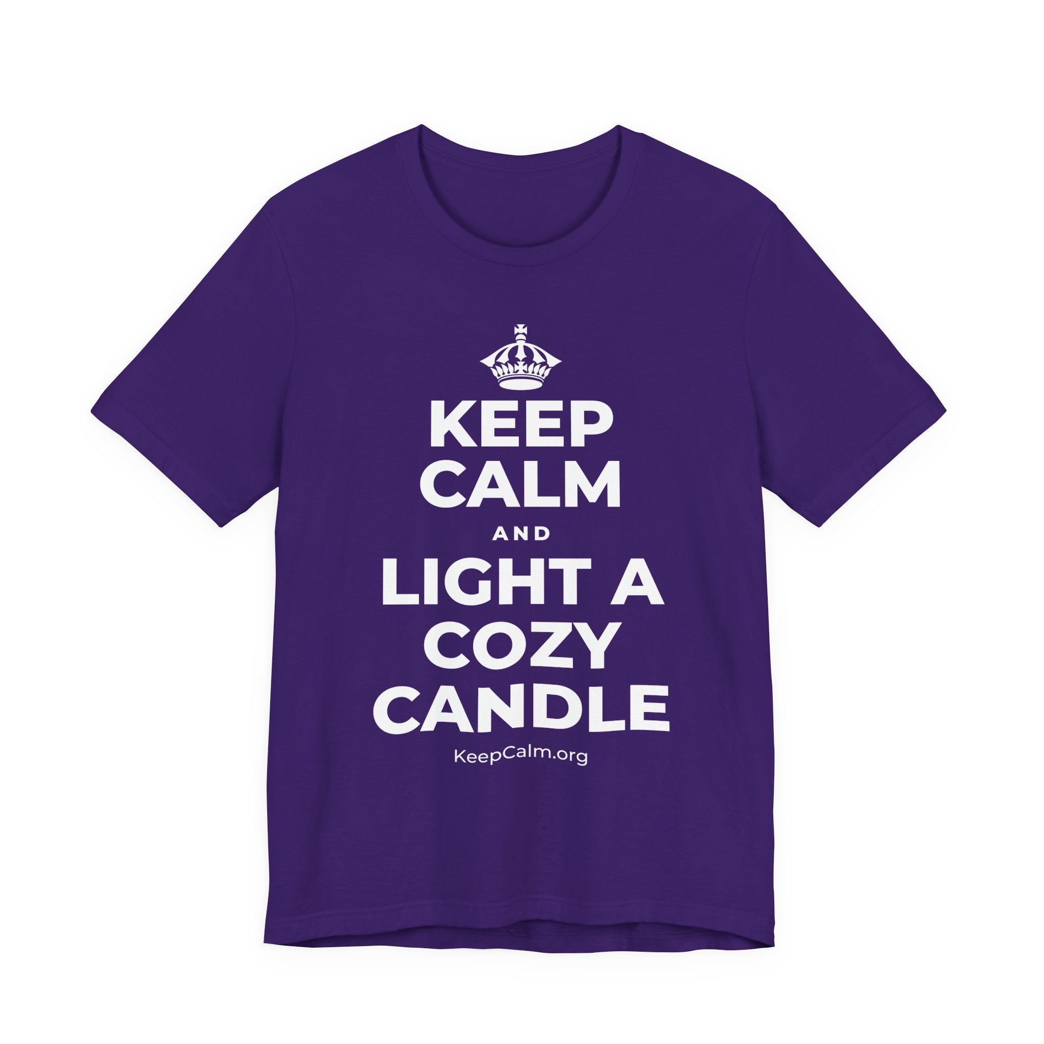 KEEP CALM AND LIGHT A COZY CANDLE T-Shirt (Soft Cream–Heather Mauve)
