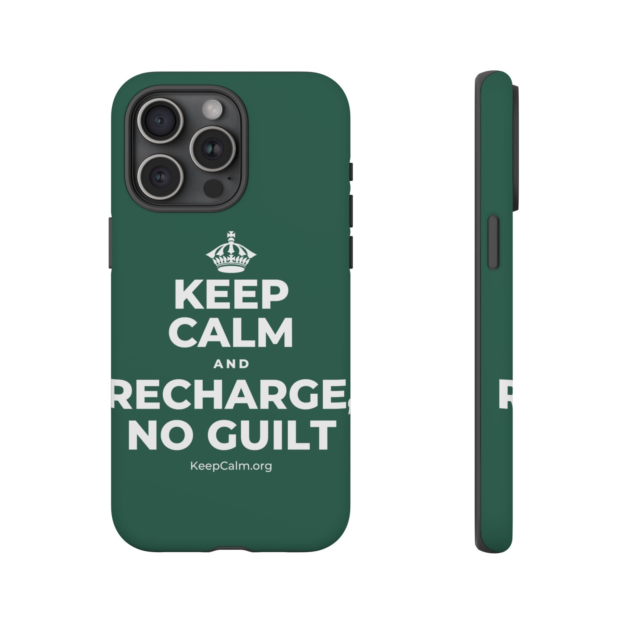 KEEP CALM AND RECHARGE, NO GUILT Phone Case