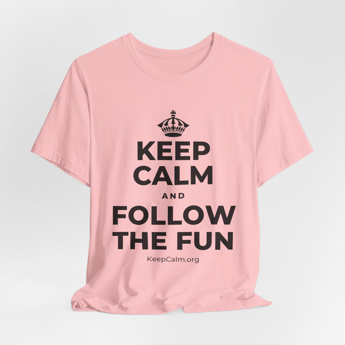 KEEP CALM AND FOLLOW THE FUN T-Shirt (White–Asphalt)