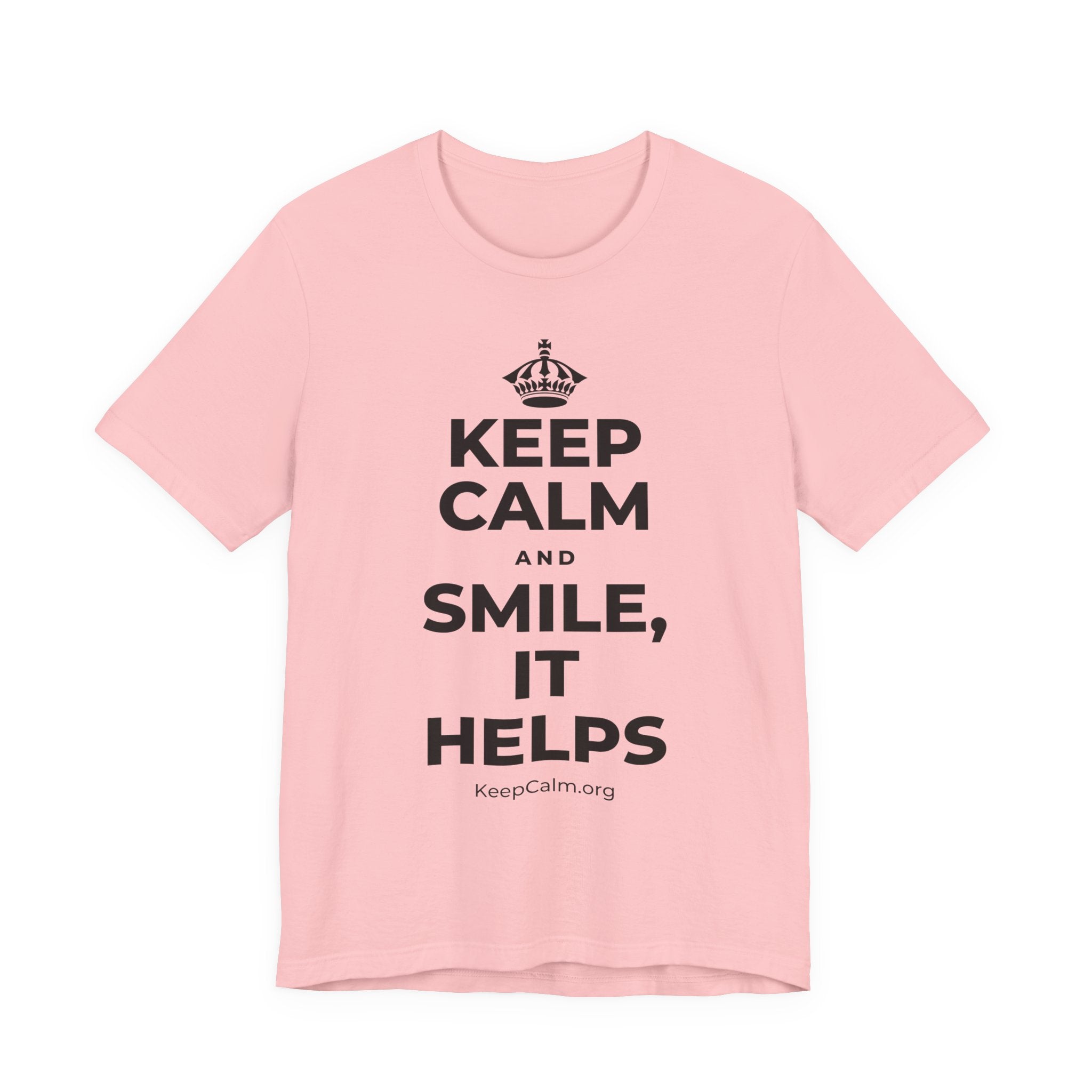 KEEP CALM AND SMILE, IT HELPS T-Shirt (White–Asphalt)