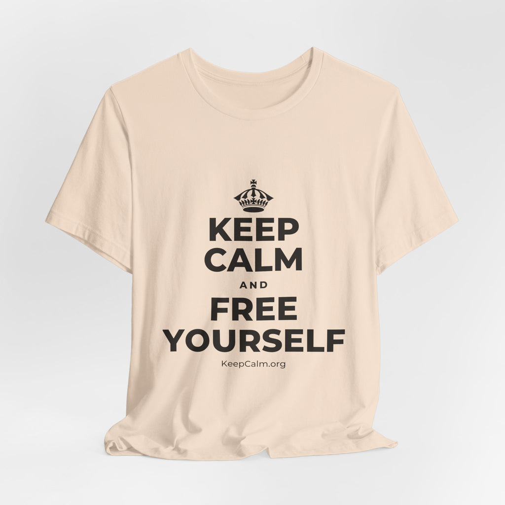 KEEP CALM AND FREE YOURSELF T-Shirt (Soft Cream–Heather Mauve)