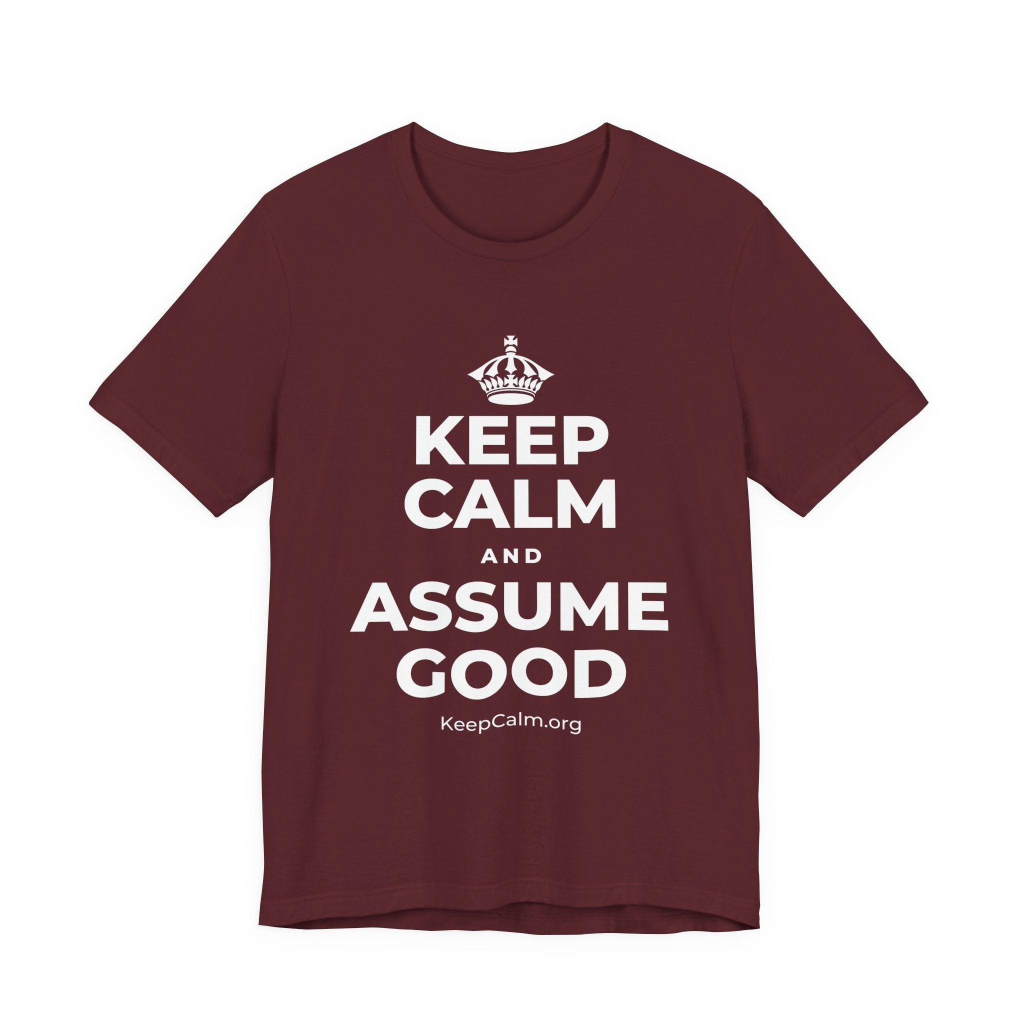 KEEP CALM AND ASSUME GOOD T-Shirt (Baby Blue–Silver)