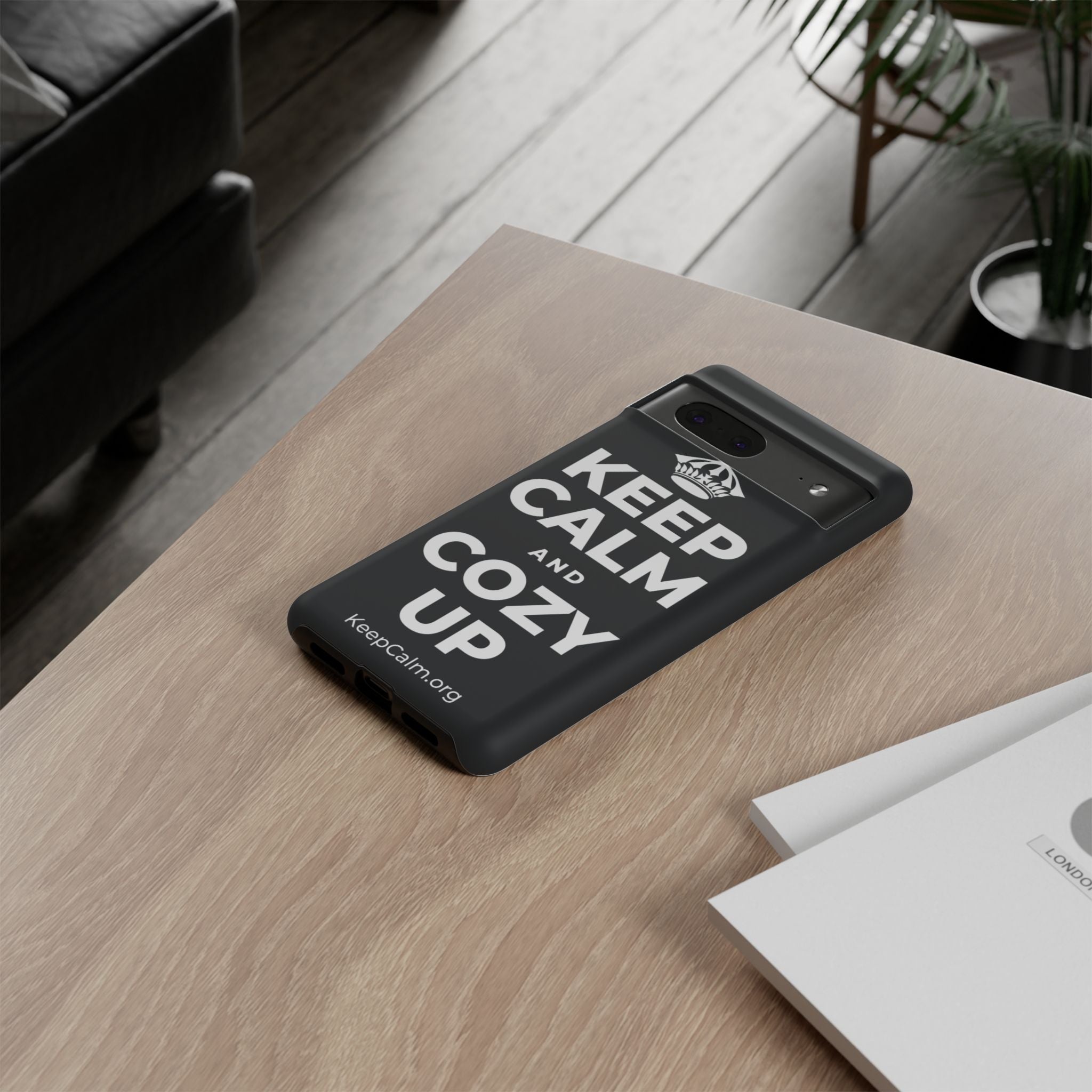 KEEP CALM AND COZY UP Phone Case (Dark)