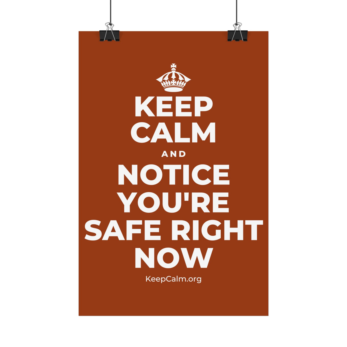 KEEP CALM AND NOTICE YOU'RE SAFE RIGHT NOW Satin Poster
