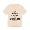 KEEP CALM AND LOCK IN T-Shirt (Soft Cream–Heather Mauve)