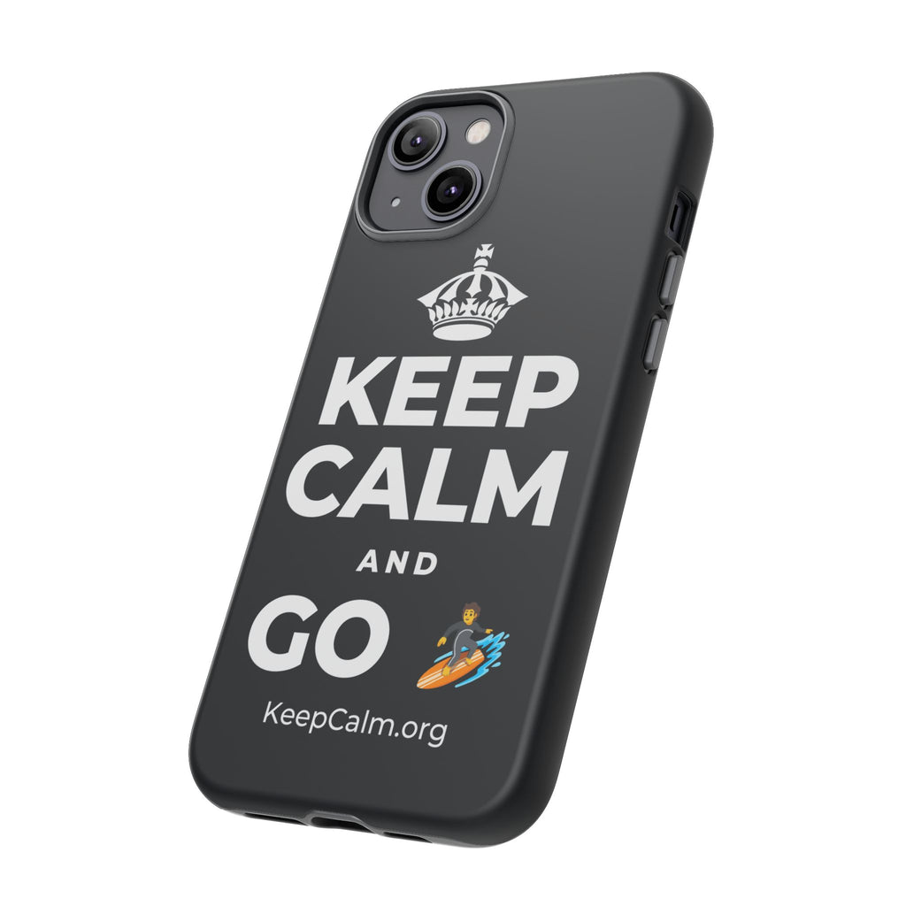 KEEP CALM AND GO 🏄 Phone Case (Dark)