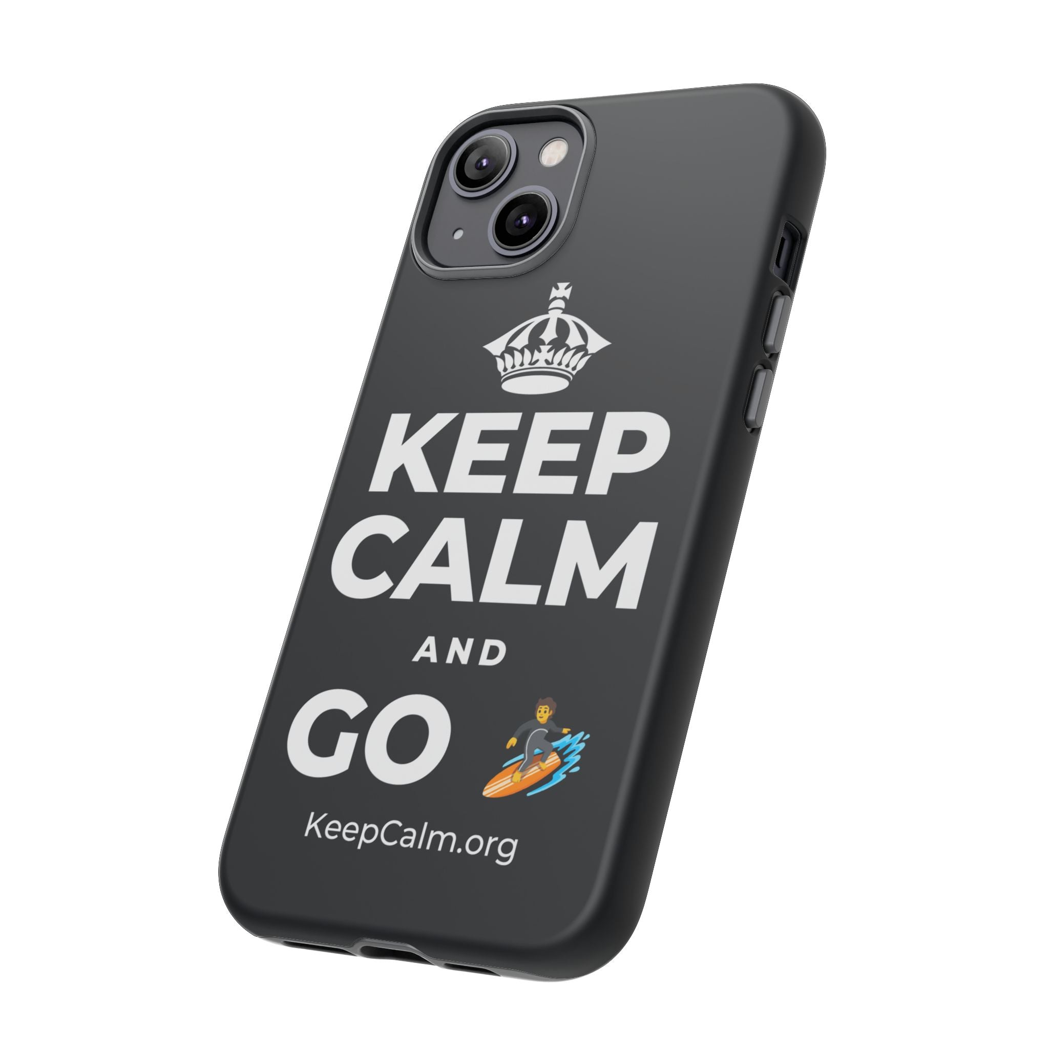 KEEP CALM AND GO 🏄 Phone Case (Dark)