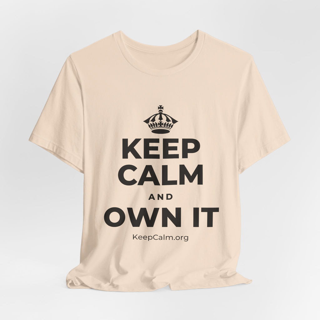 KEEP CALM AND OWN IT T-Shirt (Soft Cream–Heather Mauve)