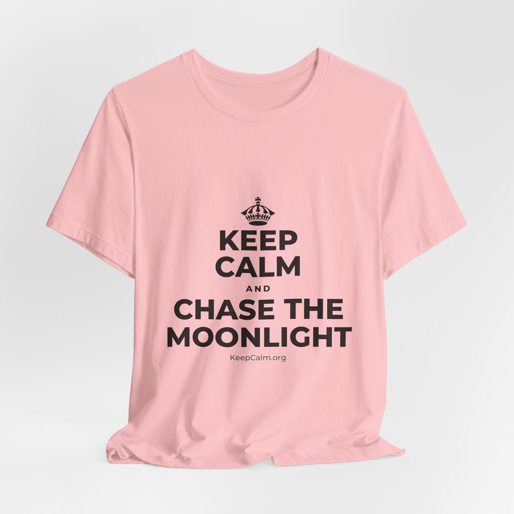 KEEP CALM AND CHASE THE MOONLIGHT T-Shirt (White–Asphalt)