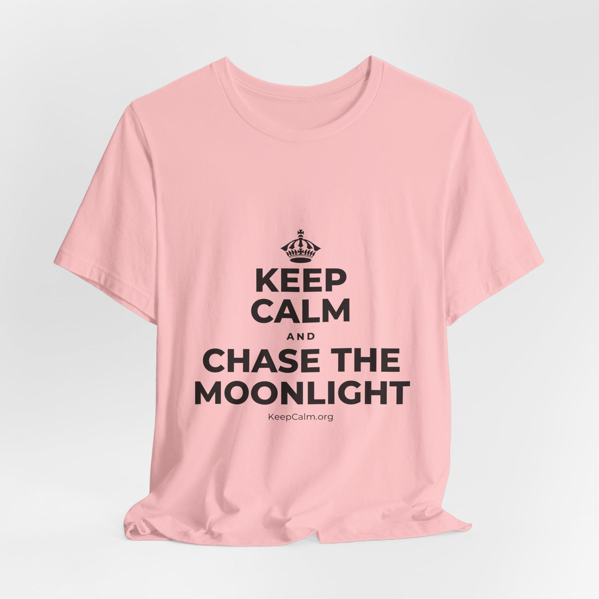 KEEP CALM AND CHASE THE MOONLIGHT T-Shirt (White–Asphalt)