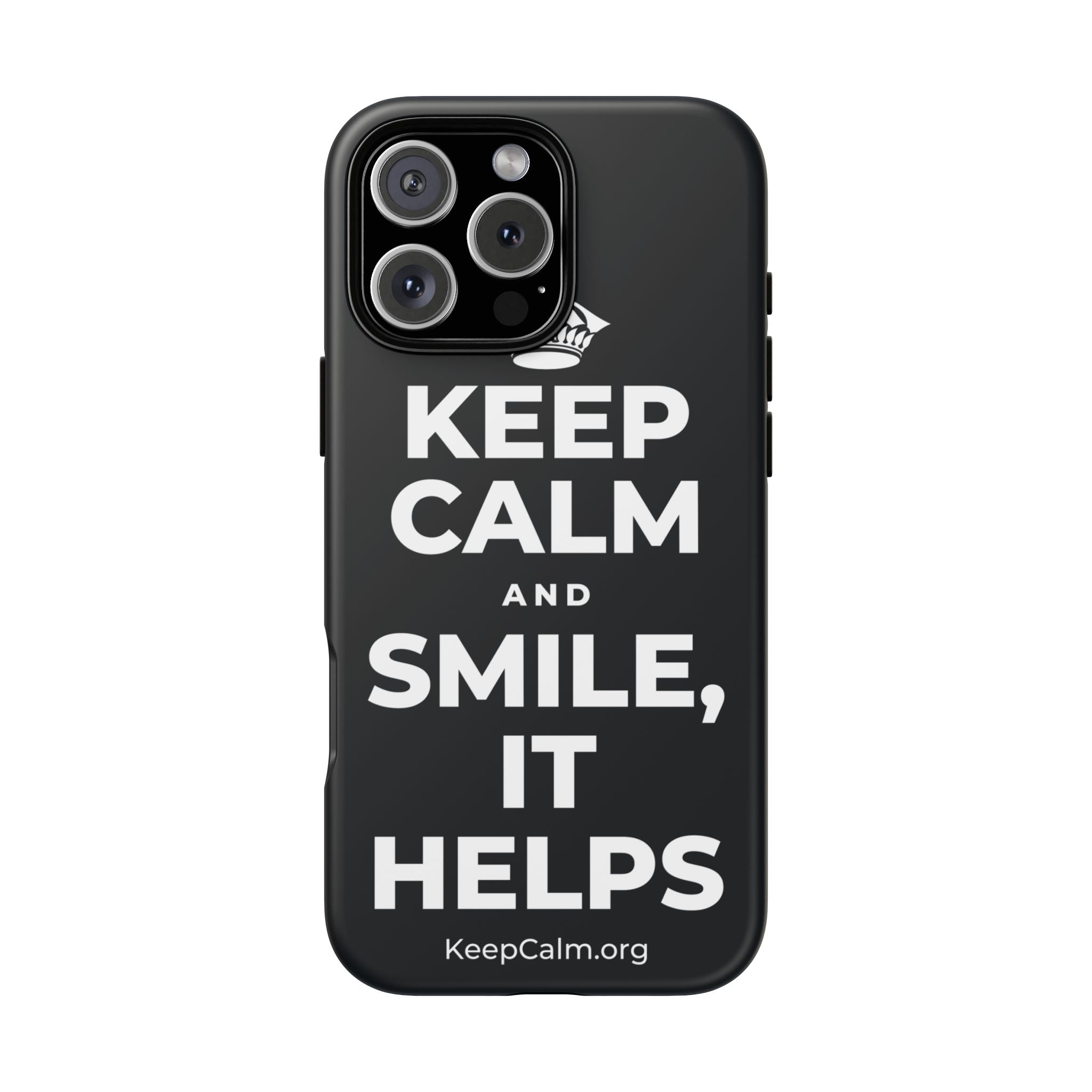KEEP CALM AND SMILE, IT HELPS Phone Case (Dark)