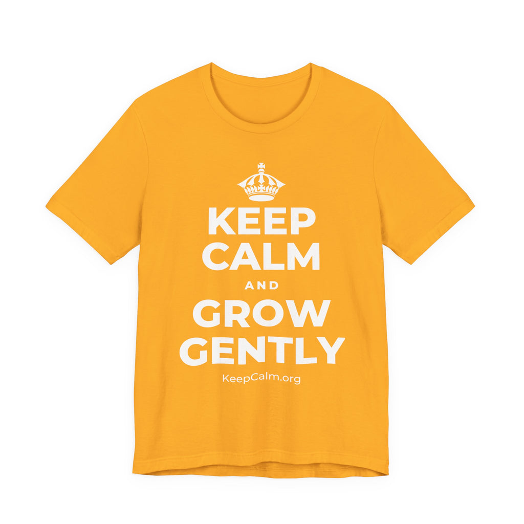 KEEP CALM AND GROW GENTLY T-Shirt (Baby Blue–Silver)