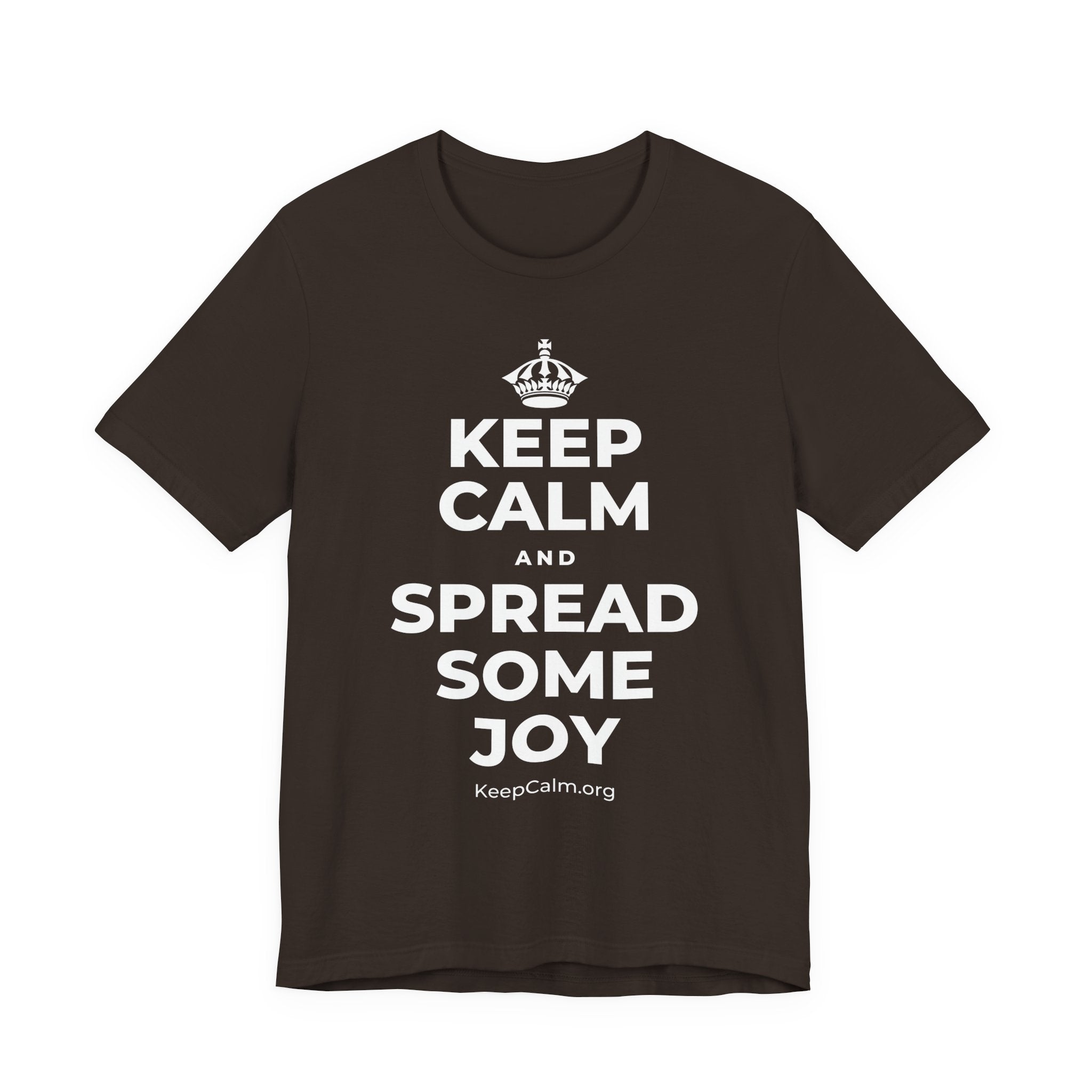 KEEP CALM AND SPREAD SOME JOY T-Shirt (Soft Cream–Heather Mauve)