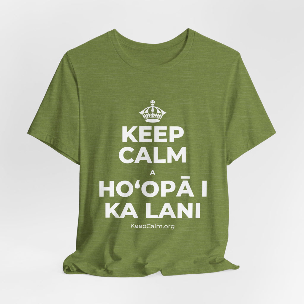 KEEP CALM A HOʻOPĀ I KA LANI T-Shirt (Baby Blue–Silver)