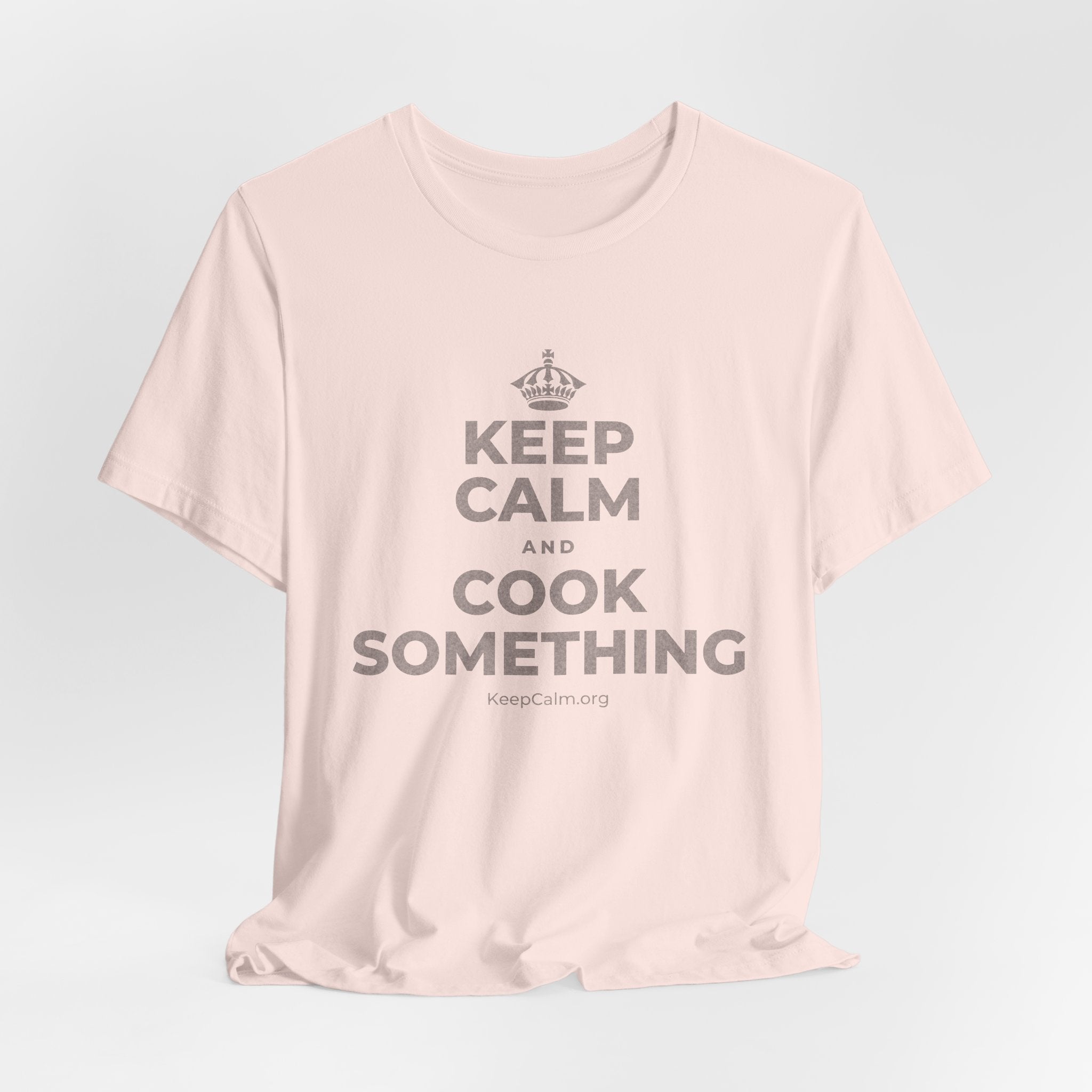 KEEP CALM AND COOK SOMETHING T-Shirt (Soft Cream–Heather Mauve)