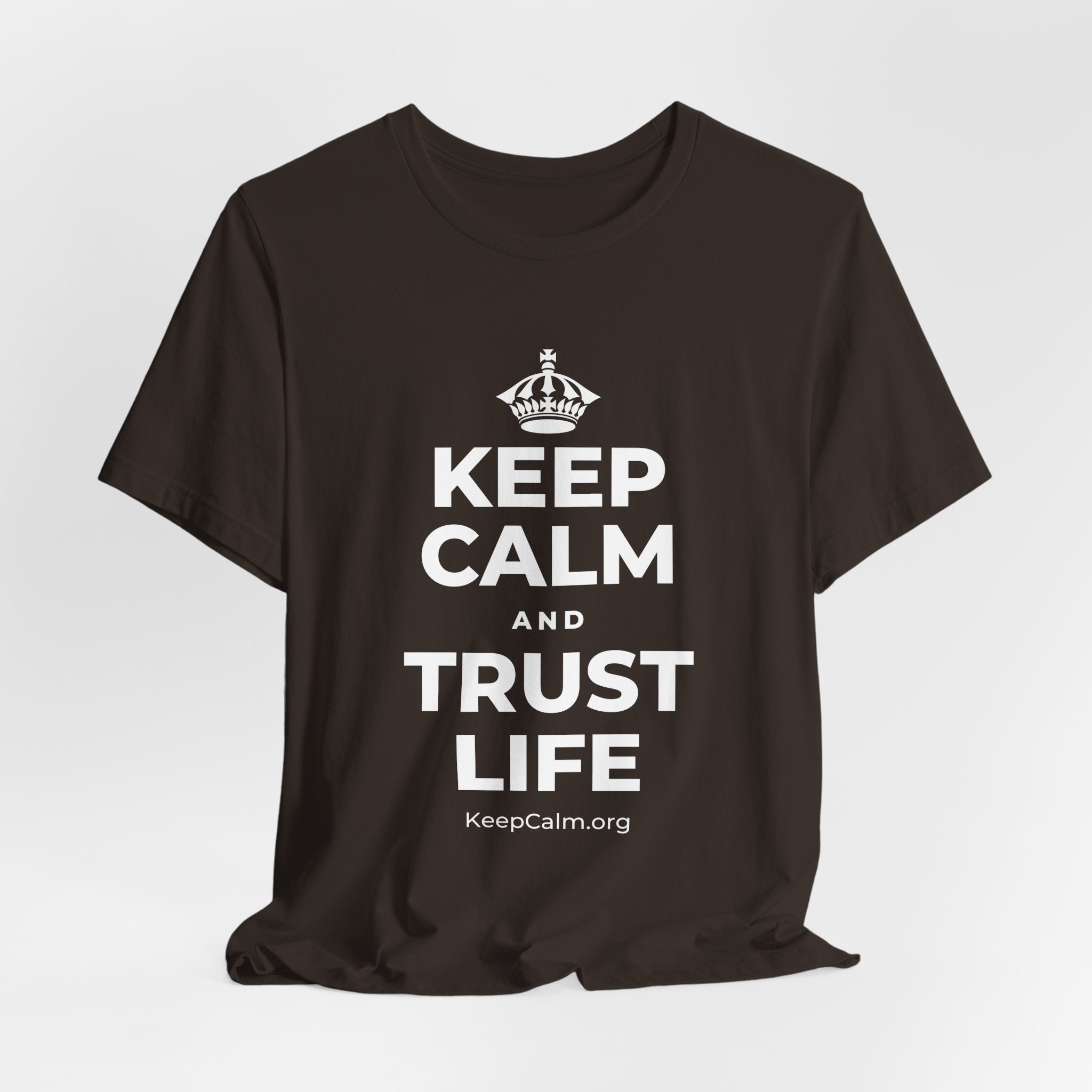 KEEP CALM AND TRUST LIFE T-Shirt (Soft Cream–Heather Mauve)