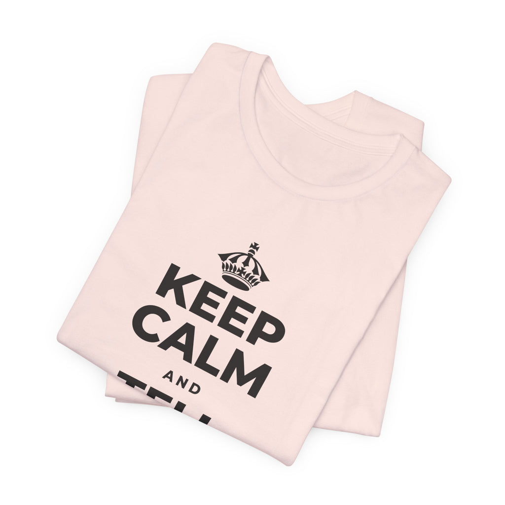 KEEP CALM AND TELL THEM YOU CARE T-Shirt (Soft Cream–Heather Mauve)
