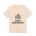 KEEP CALM AND KEEP DREAMING T-Shirt (Soft Cream–Heather Mauve)