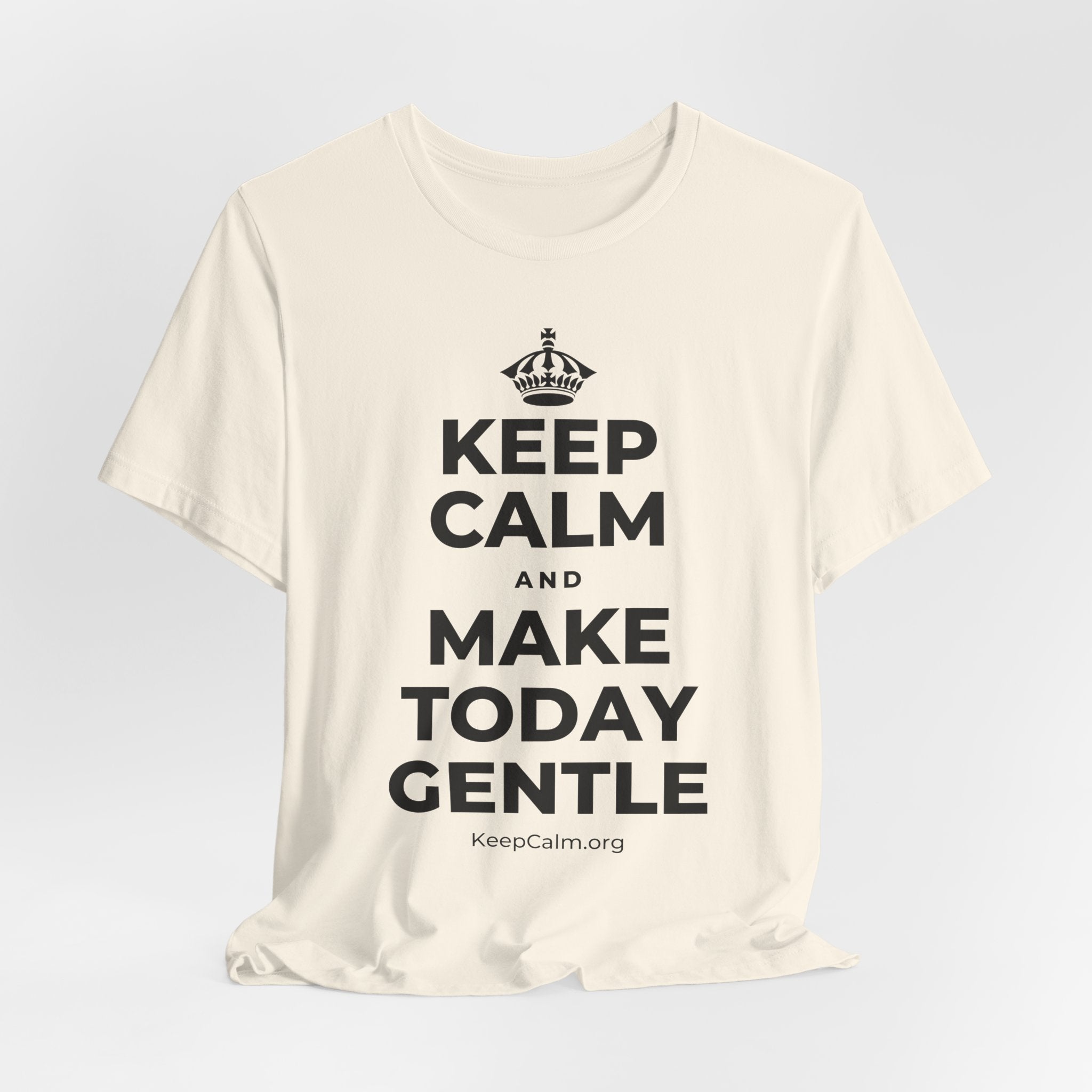 KEEP CALM AND MAKE TODAY GENTLE T-Shirt (White–Asphalt)