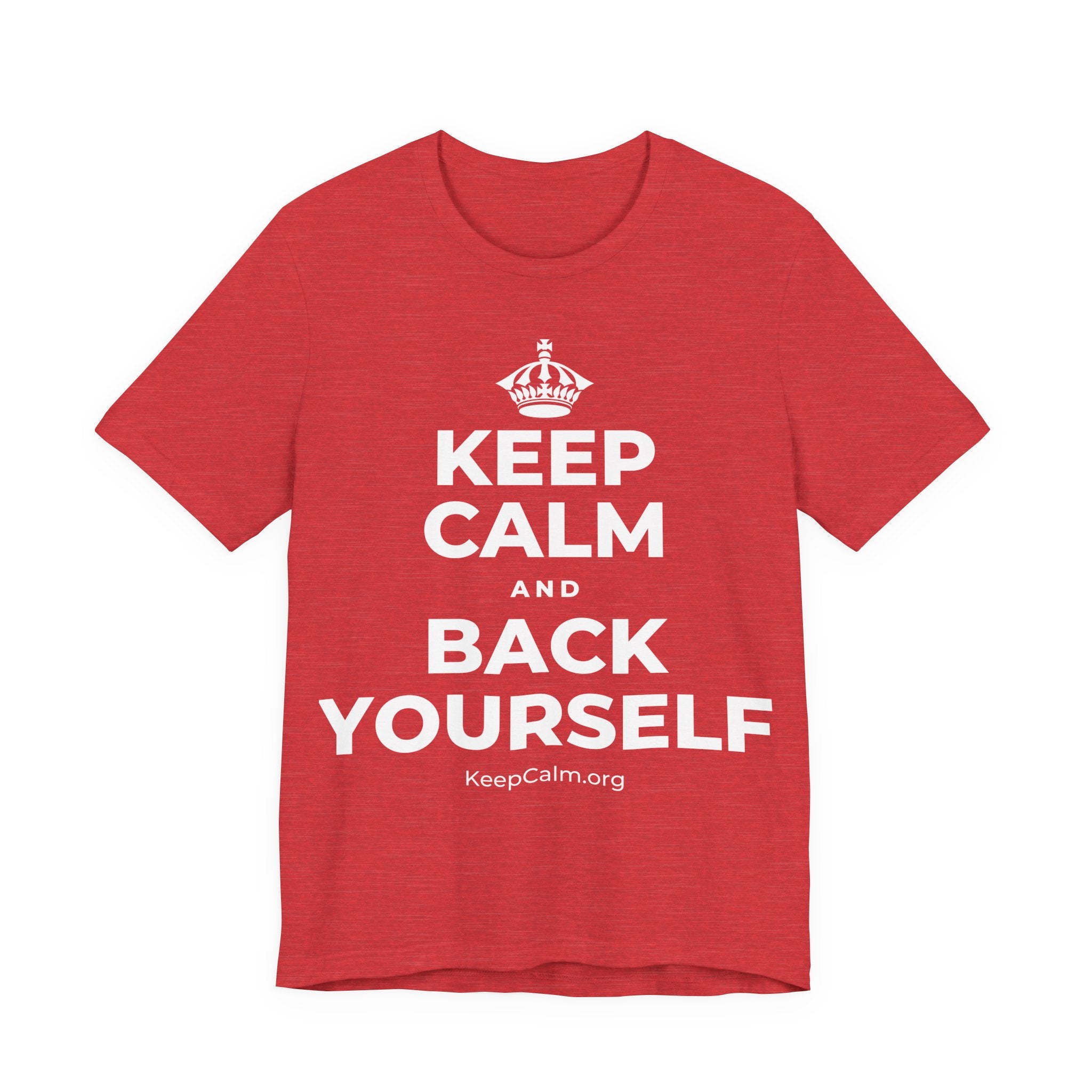 KEEP CALM AND BACK YOURSELF T-Shirt (Baby Blue–Silver)