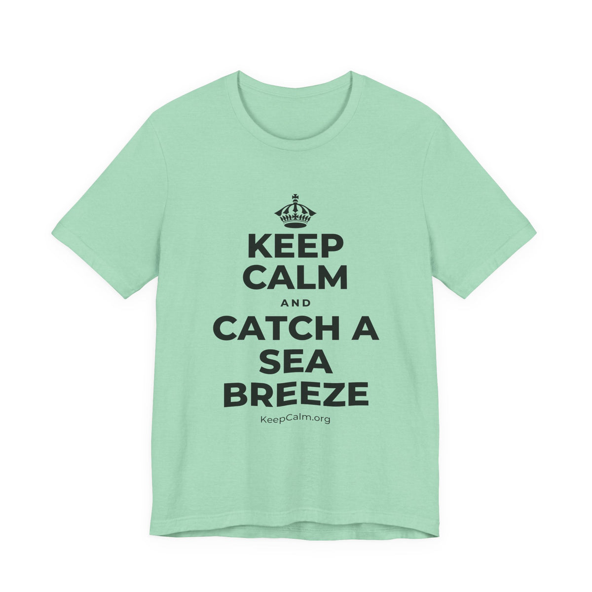 KEEP CALM AND CATCH A SEA BREEZE T-Shirt (Baby Blue–Silver)