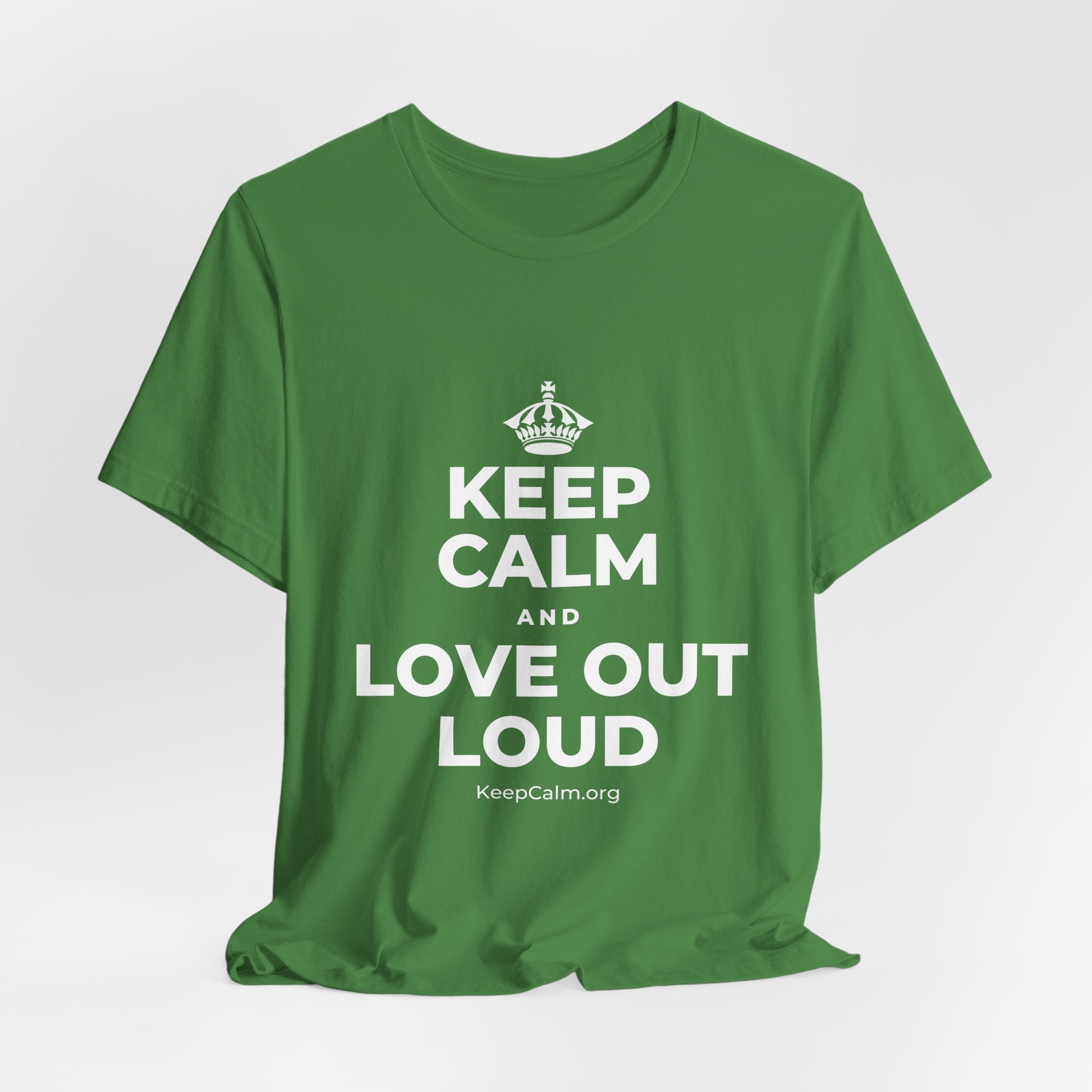 KEEP CALM AND LOVE OUT LOUD T-Shirt (Baby Blue–Silver)
