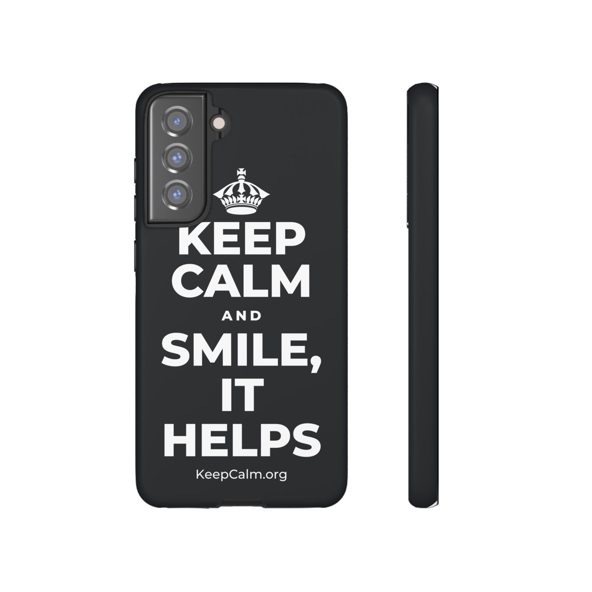 KEEP CALM AND SMILE, IT HELPS Phone Case (Dark)