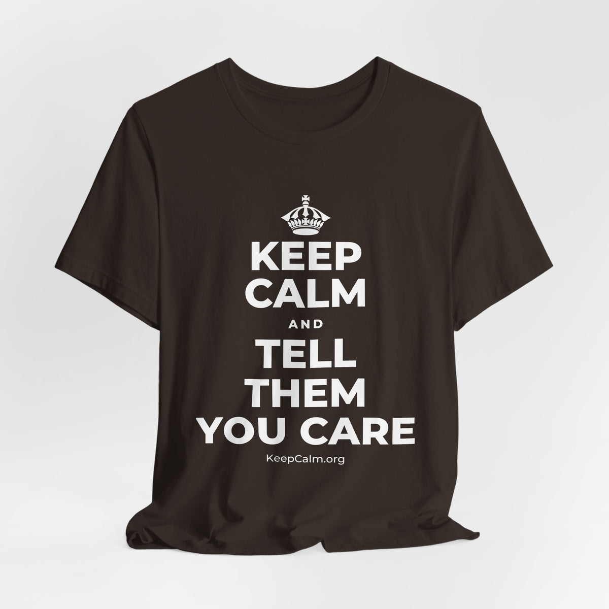 KEEP CALM AND TELL THEM YOU CARE T-Shirt (Soft Cream–Heather Mauve)
