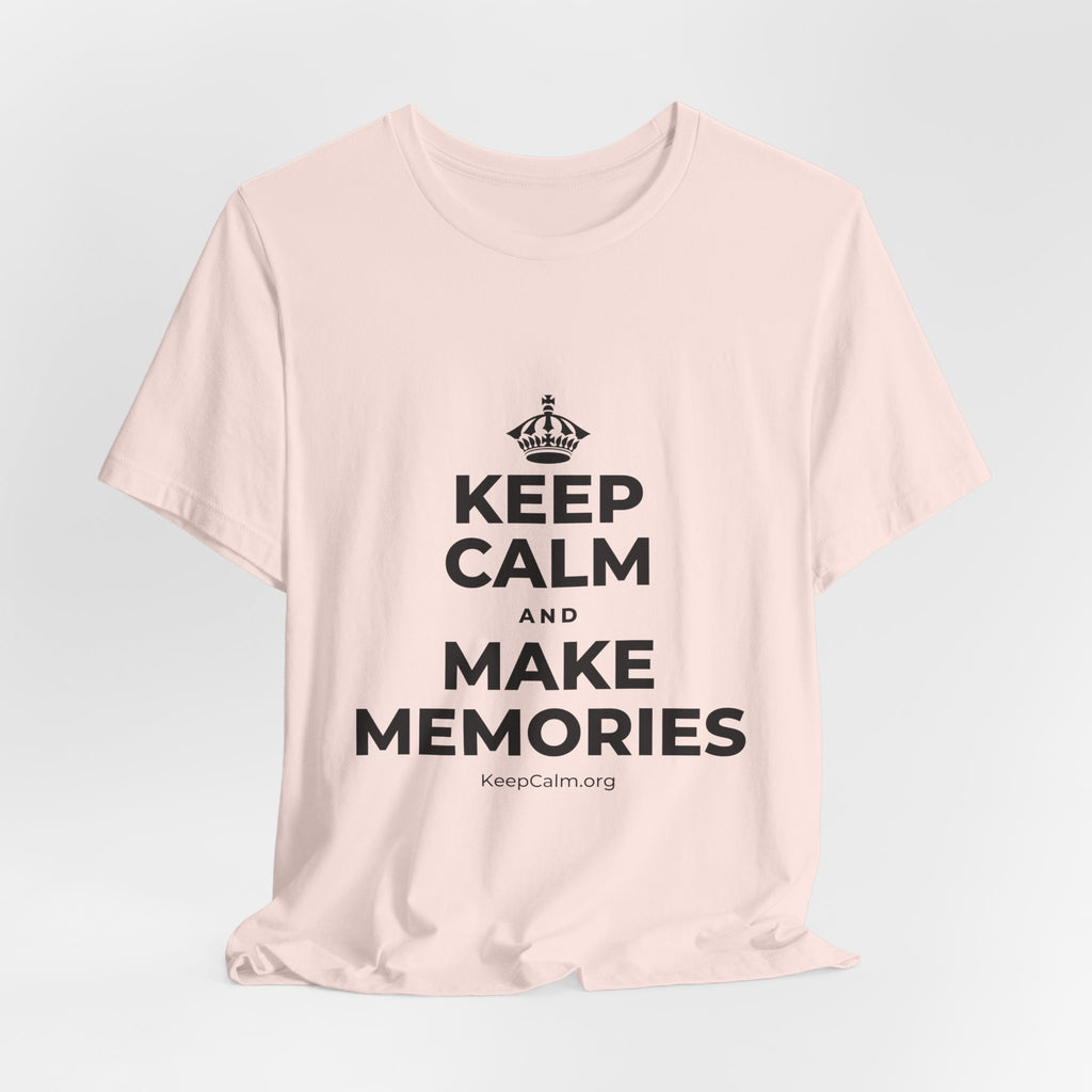 KEEP CALM AND MAKE MEMORIES T-Shirt (Soft Cream–Heather Mauve)