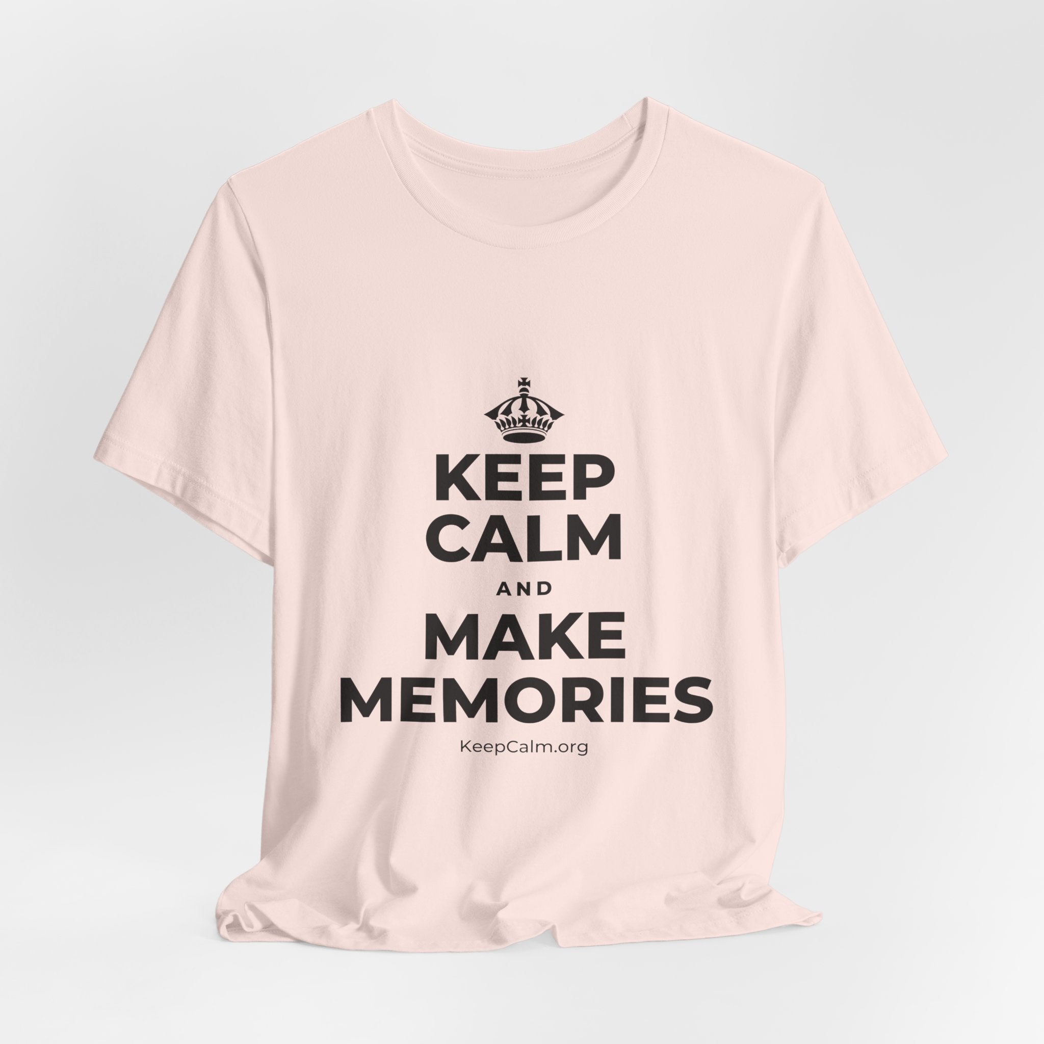 KEEP CALM AND MAKE MEMORIES T-Shirt (Soft Cream–Heather Mauve)