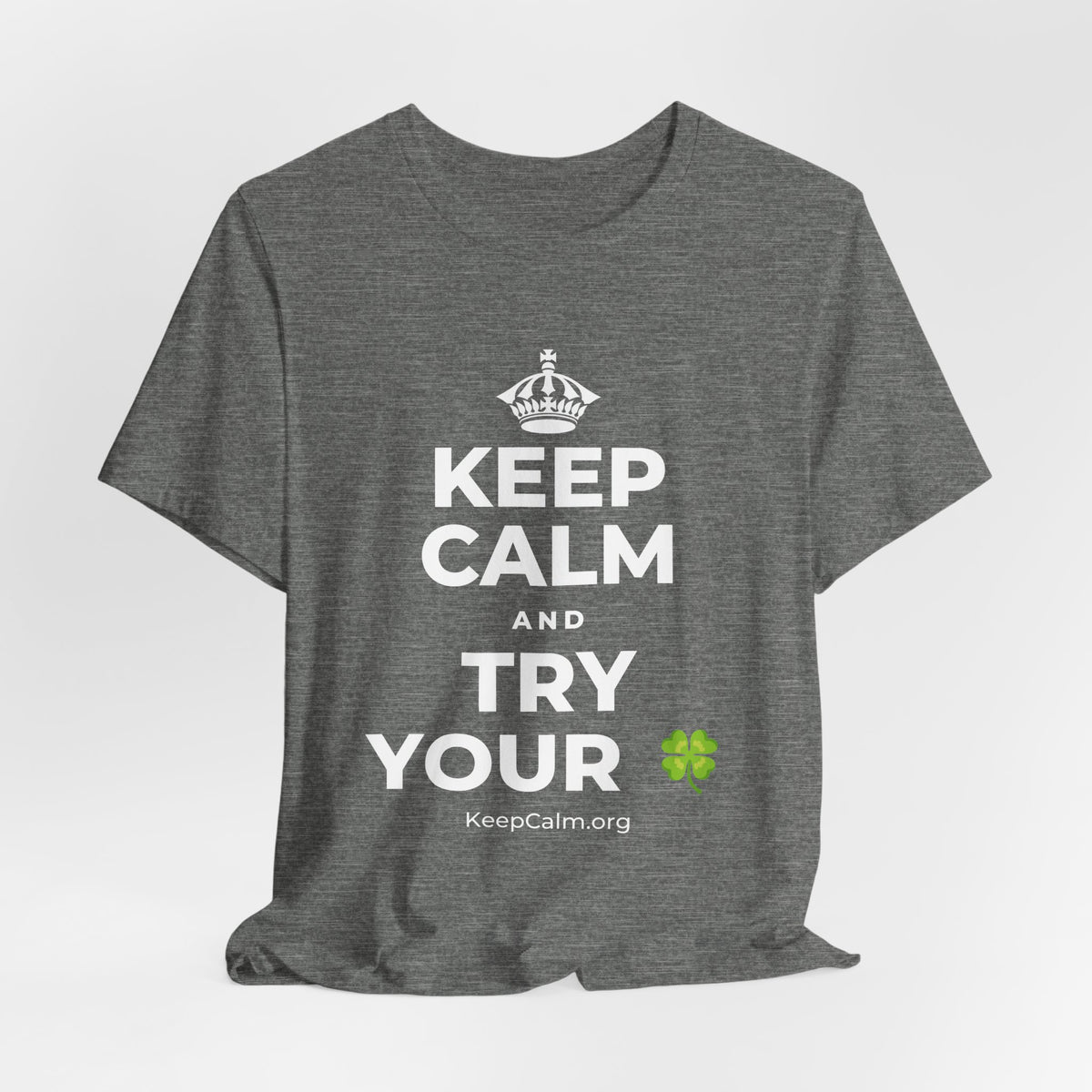 KEEP CALM AND TRY YOUR 🍀 T-Shirt (Baby Blue–Silver)