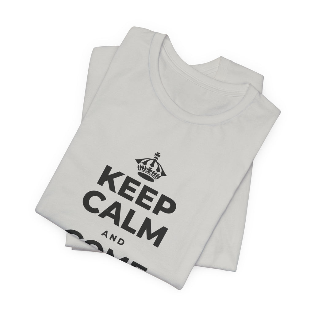 KEEP CALM AND COME HOME TO YOURSELF T-Shirt (Baby Blue–Silver)