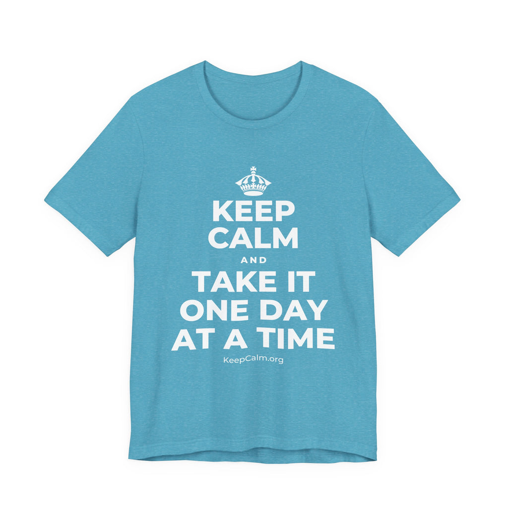KEEP CALM AND TAKE IT ONE DAY AT A TIME T-Shirt (Soft Cream–Heather Mauve)
