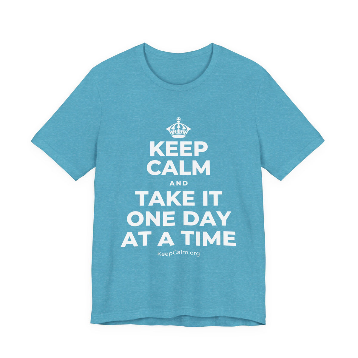 KEEP CALM AND TAKE IT ONE DAY AT A TIME T-Shirt (Soft Cream–Heather Mauve)