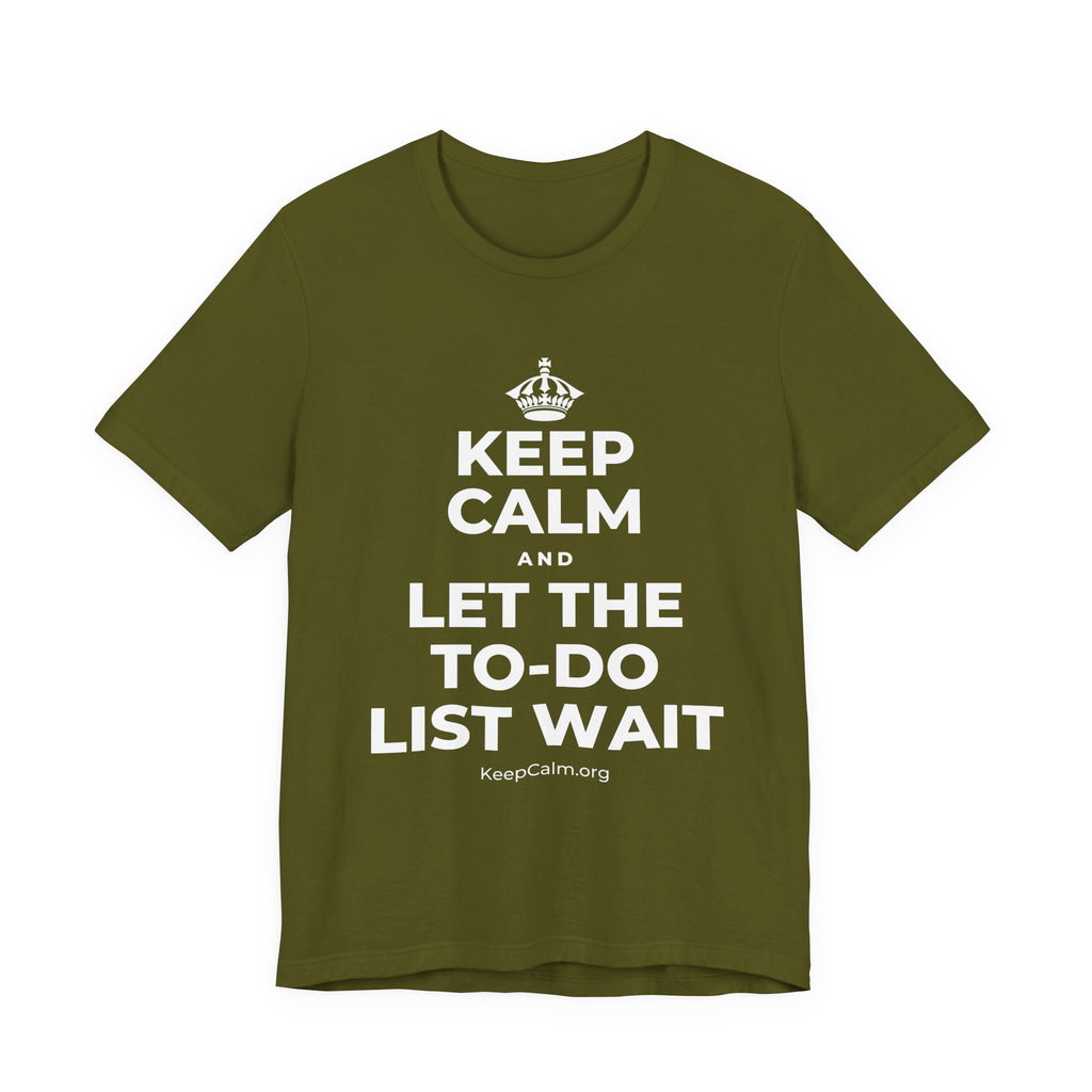 KEEP CALM AND LET THE TO-DO LIST WAIT T-Shirt (Baby Blue–Silver)