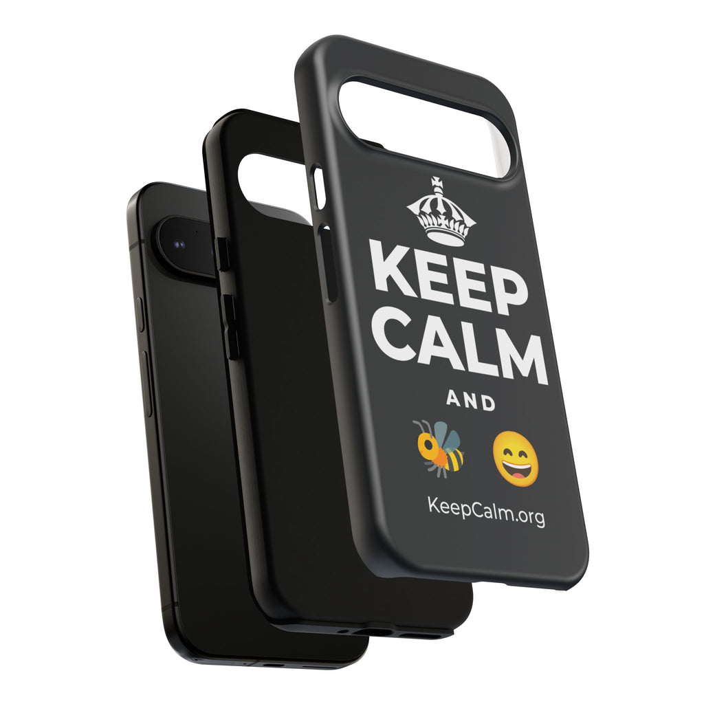 KEEP CALM AND 🐝 😄 Phone Case (Dark)