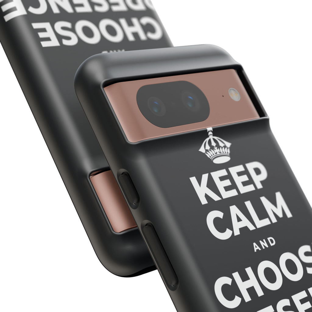 KEEP CALM AND CHOOSE PRESENCE OVER PRESENTS Phone Case (Dark)