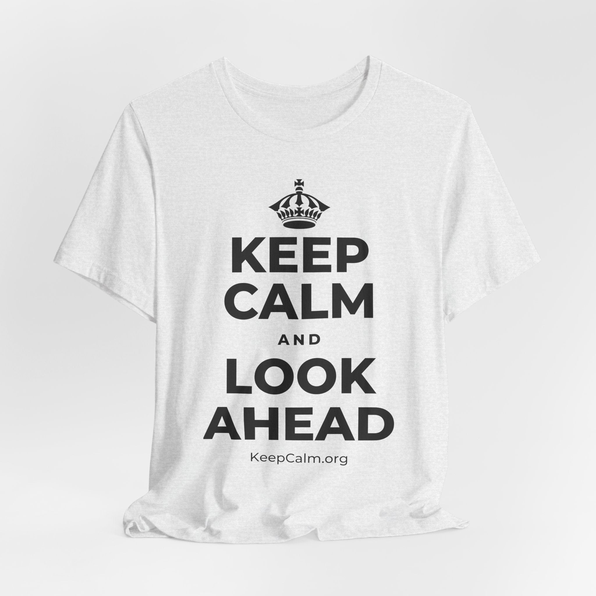 KEEP CALM AND LOOK AHEAD T-Shirt (Soft Cream–Heather Mauve)