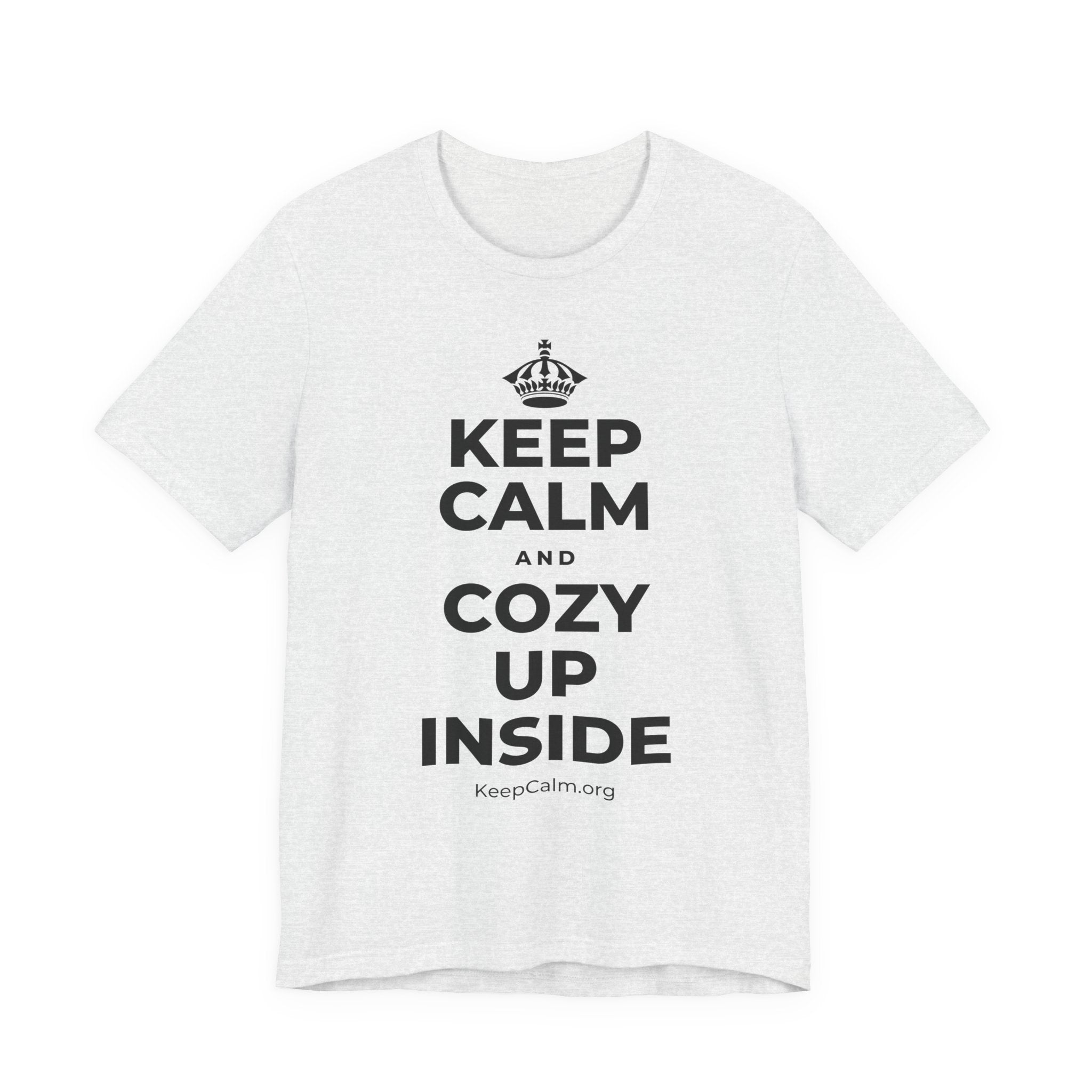 KEEP CALM AND COZY UP INSIDE T-Shirt (Soft Cream–Heather Mauve)
