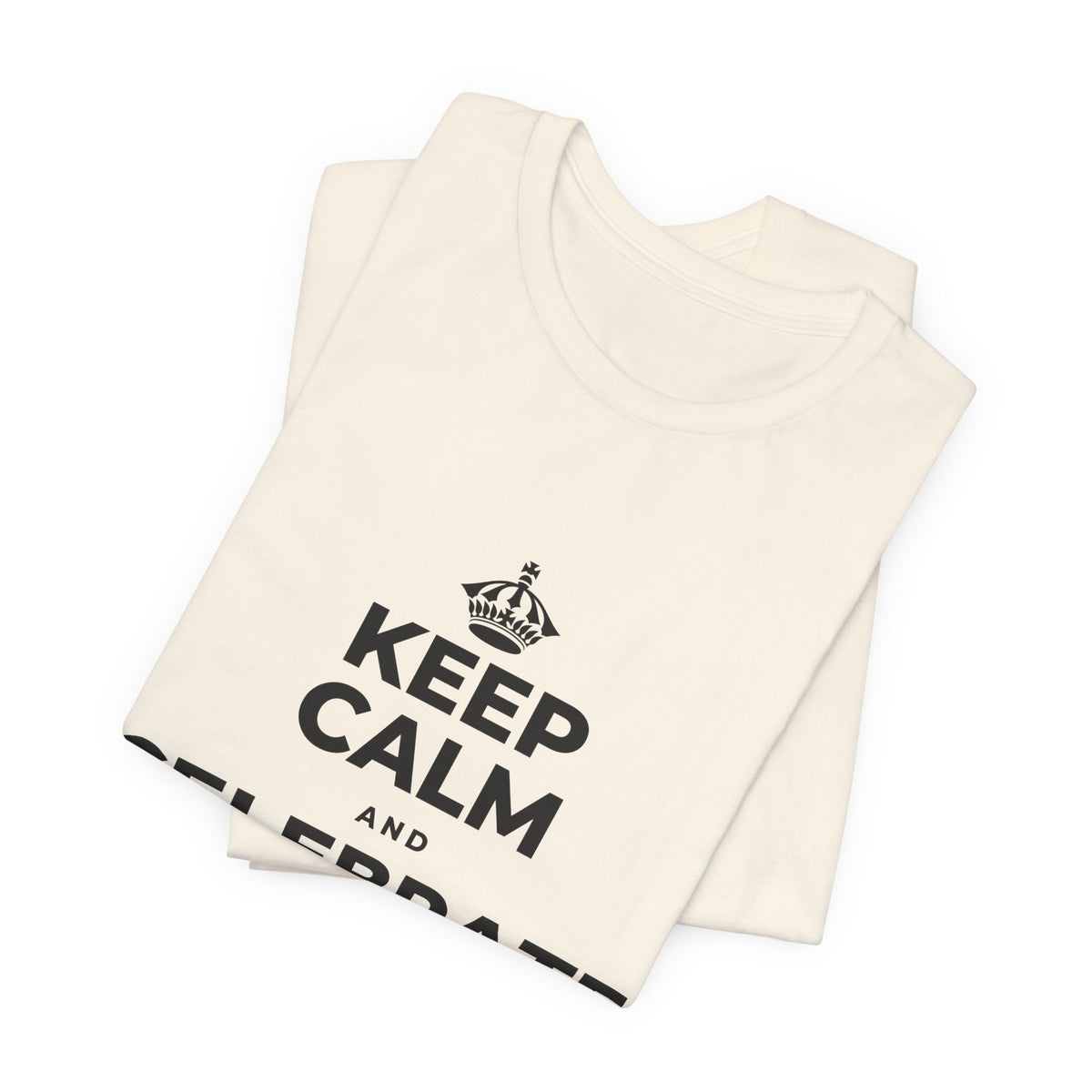 KEEP CALM AND CELEBRATE THE SMALL STUFF T-Shirt (White–Asphalt)