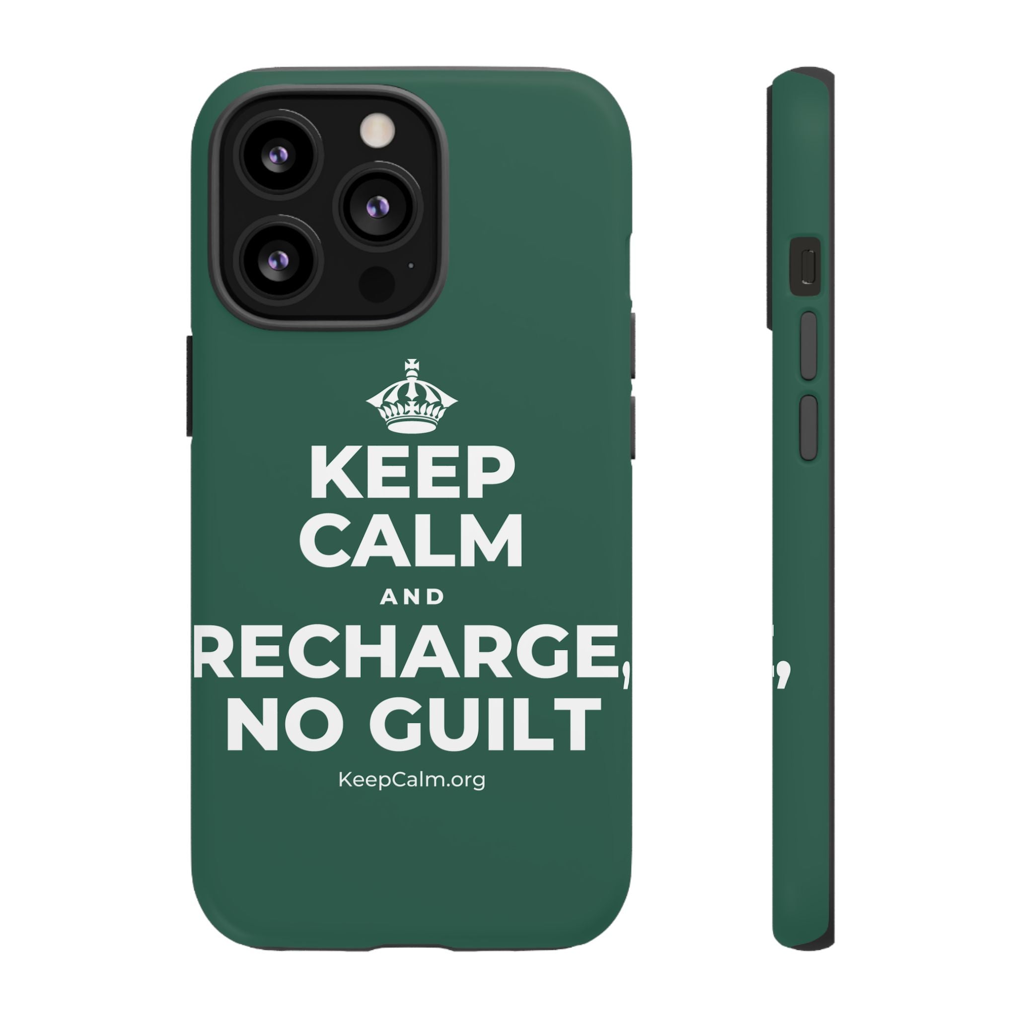 KEEP CALM AND RECHARGE, NO GUILT Phone Case